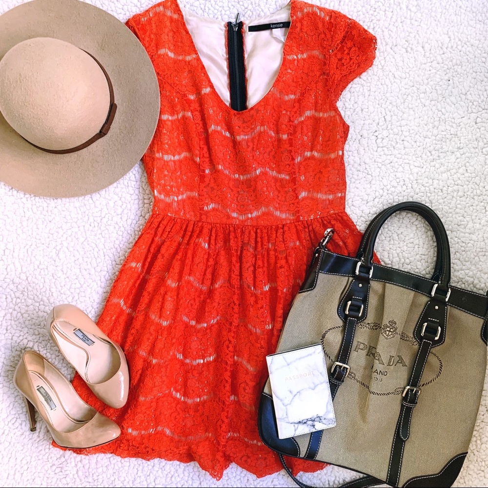 Bright red Kensie lace dress